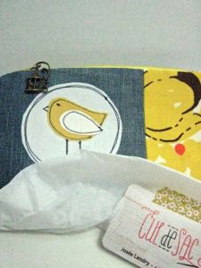 my new & totally adorable, upcycled fabric cosmetics bag from cul de sac, canada!